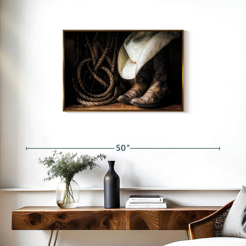 Ensemble Cowboy, Cadre flottant doré, 31 po x 21 po