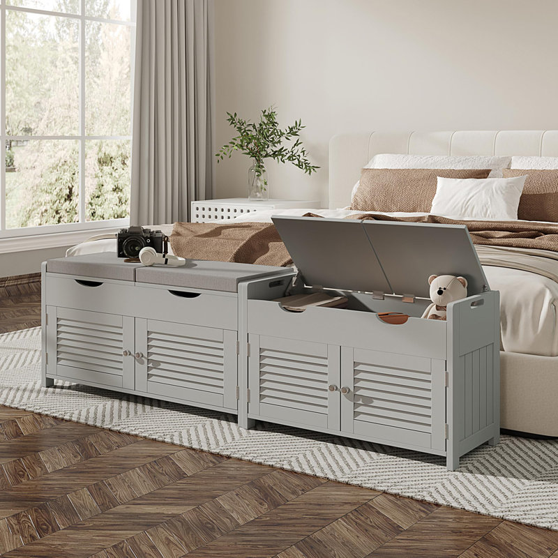 Banc de rangement pour chaussures avec rangement relevable, Gris