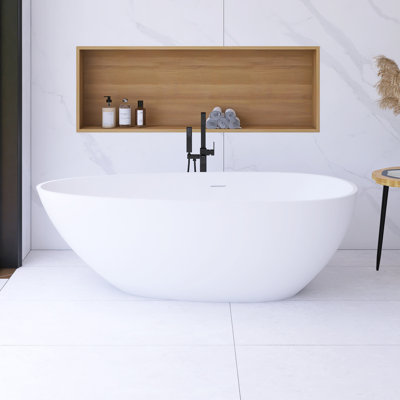66.9'' x 34'' Freestanding Soaking Solid Surface Bathtub