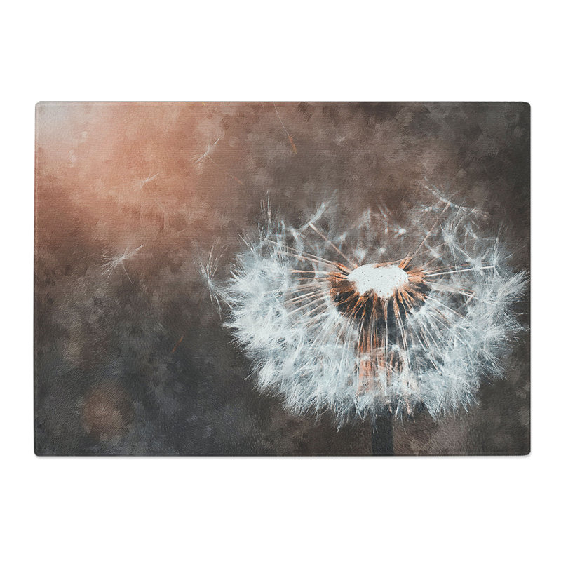 Tempered Glass Floating Dandelion Seeds Chopping Board, 20 cm x 28.5 cm