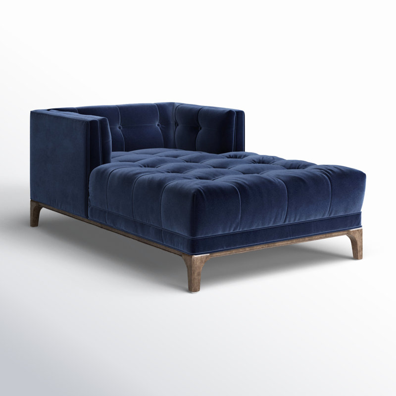 Dylan Velvet Chaise Lounge, Sapphire Navy Velvet