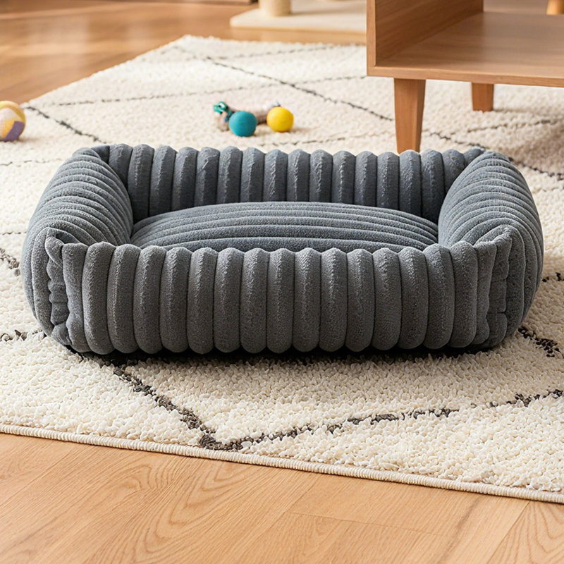 Faux Fur Pet Bed, Dark Grey, Large (20cm H x 109cm W x 76cm D)