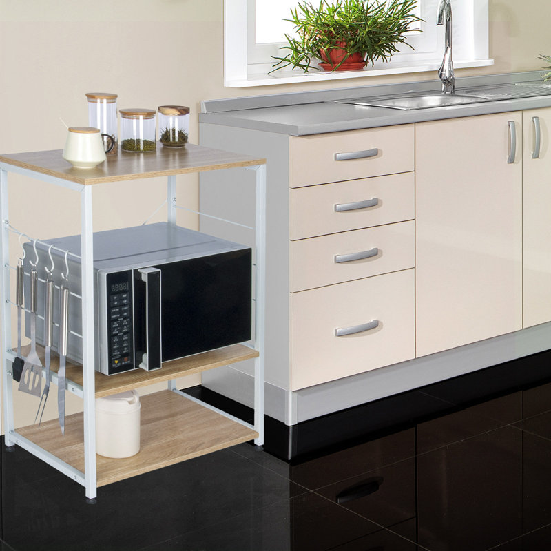 Vidar 60cm W Metal Shelving Unit, Light Wood/White
