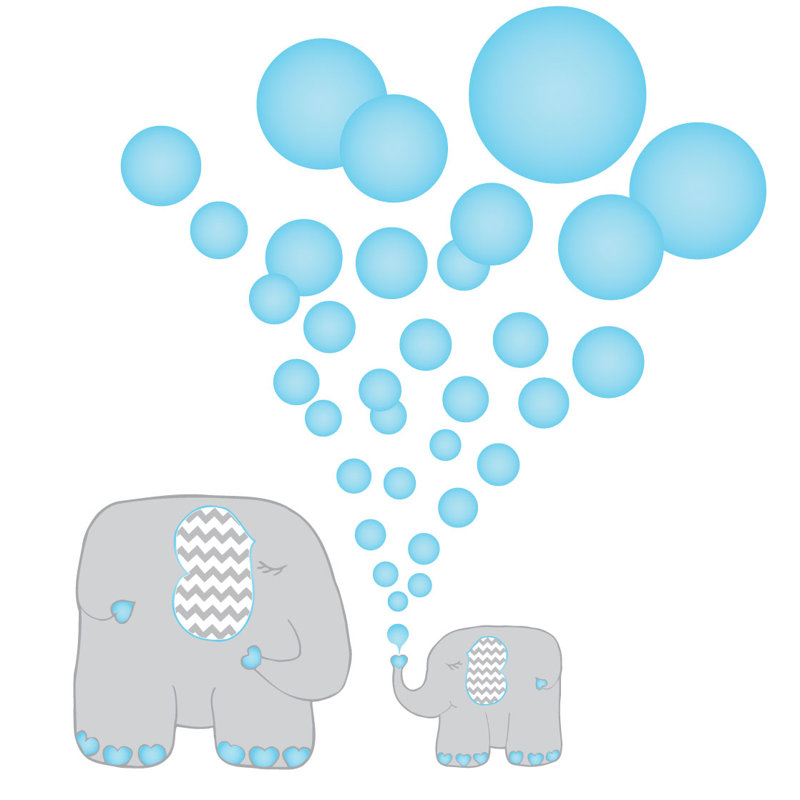 Écalcomanie murale Bulles et éléphant
