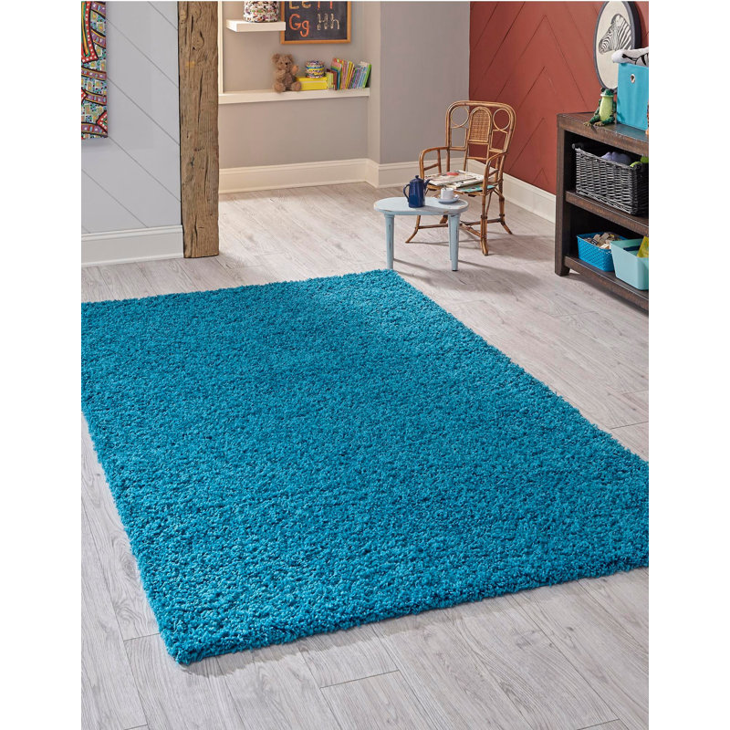 Tapis noir de jais Santoshi, Carré 7 pi 10 po, Turquoise