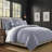 Walker Check Reverse to Stripe Indigo/Ivory Cotton Comforter Set 8 Piece-109897121