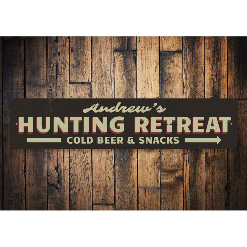 Plaque en aluminium «Hunting Retreat», H 6 po x l 24 po x P 0,063 po