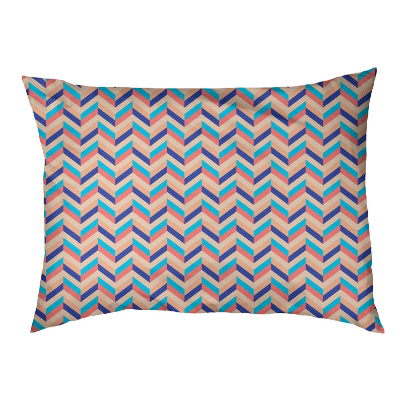 Byrge Geometric Polyester Pet Bed, Extra Large (52" W x 42" D x 17" H), Orange/Navy