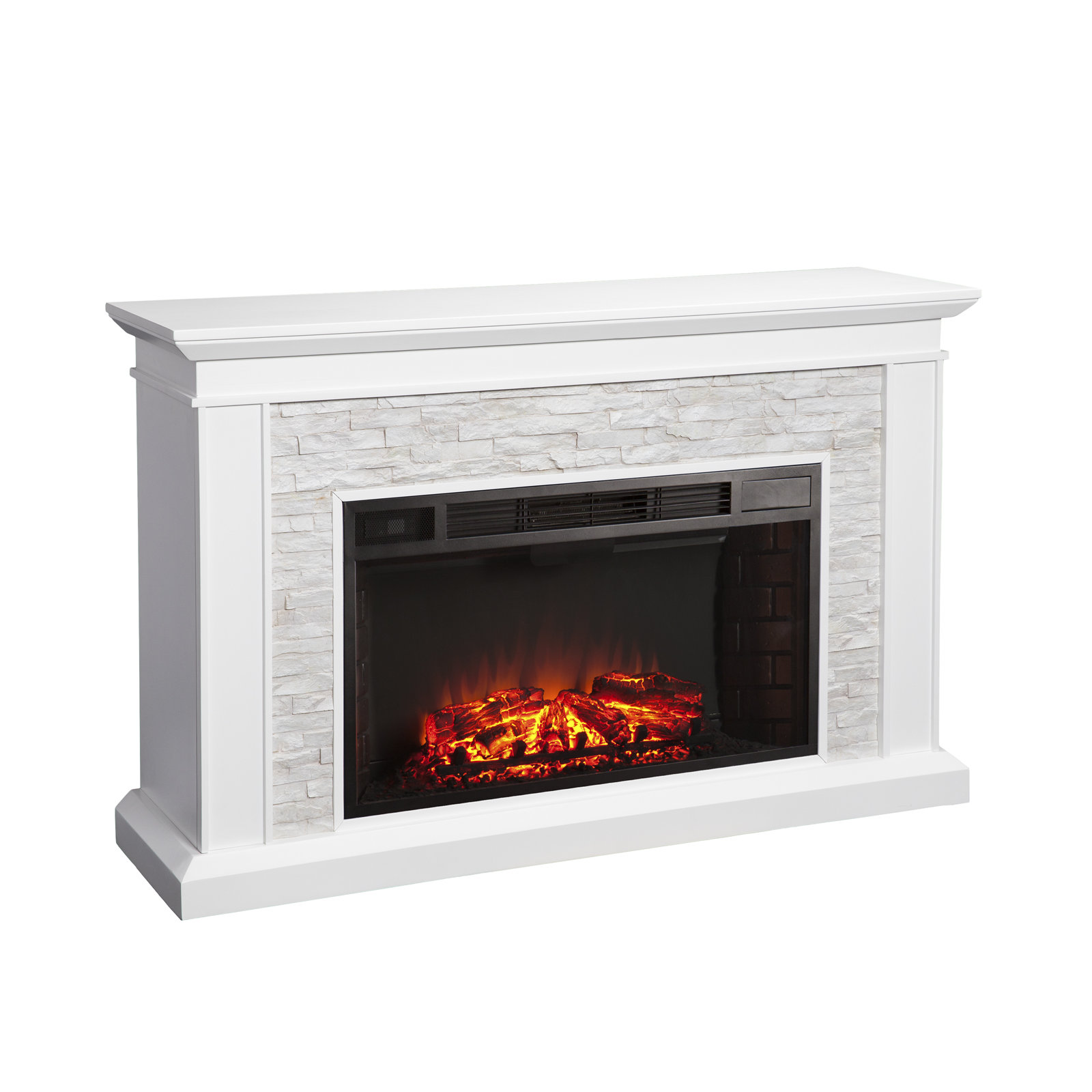 Burnell Electric Fireplace, White