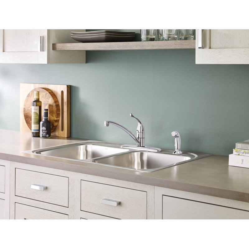Robinet de cuisine à poignée simple Chateau, Chrome, Sans douchette latérale