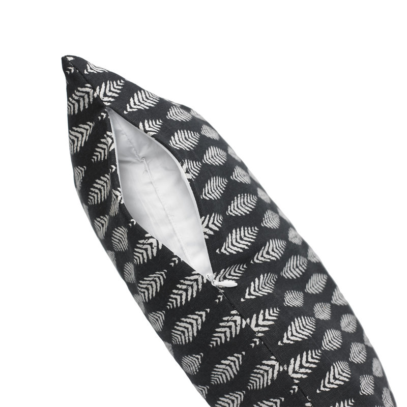 Lumbar Pillow Cover & Insert, Black, 12" x 18"