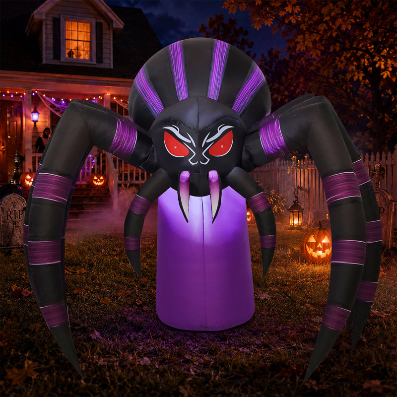  Araignée gonflable d'Halloween de 7 pi avec lumières DEL intégrées