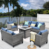 Cracraft 7 - Person Patio Conversation Sets with Cushions