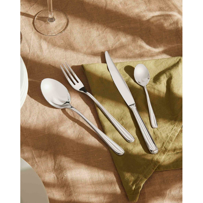 Alessi Caccia Stainless Steel (18/10) Flatware Set - Service for 4, Knife Hollow Handle