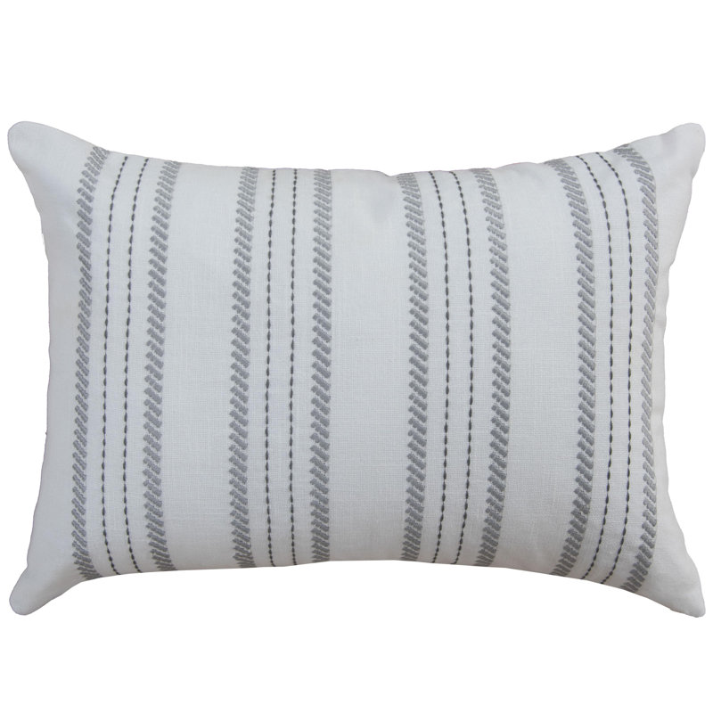 100% Cotton Down Filled Throw Pillow, White/Gray, Down Blend