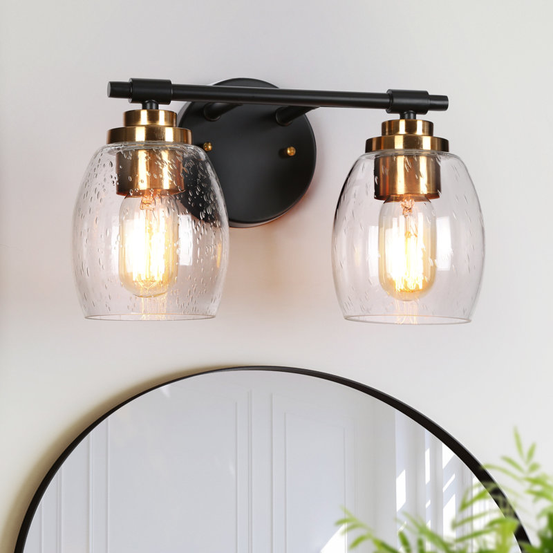 Éclairage de salle de bain 2 lumières à intensité variable avec abat-jour cloche