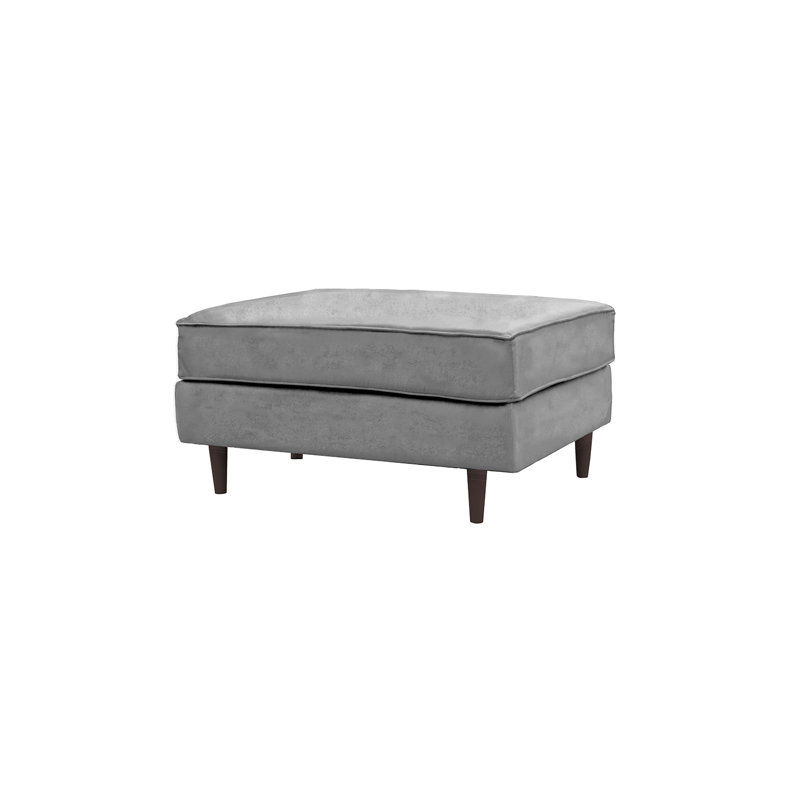Boubacar 93cm Wide Velvet Rectangle No Pattern Standard Ottoman, Grey