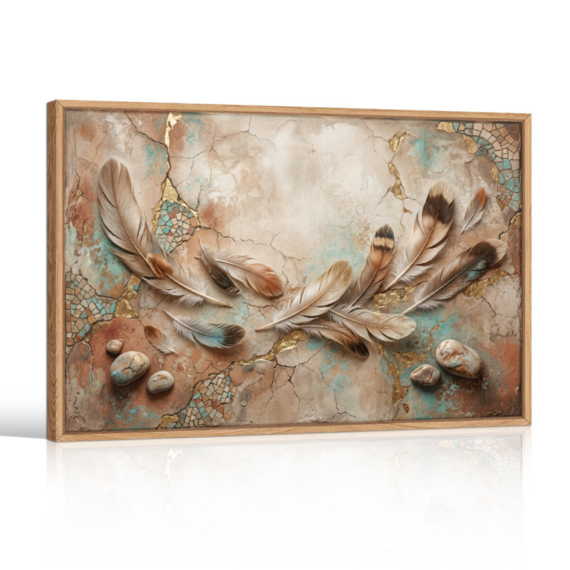 «Feather Stone», reproduction d'art sur toile, ensemble de 1, 36"H x 48"W, Naturel