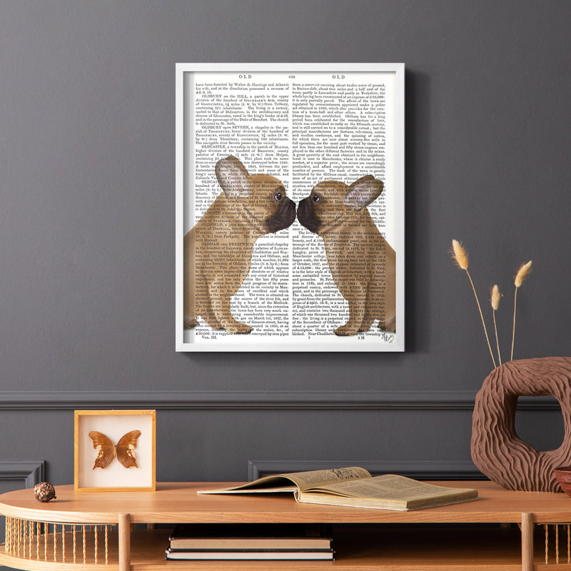 «French Kiss» gros plan, reproduction encadrée - bois massif, Cadre simple blanc, H 20 po x l 16 po