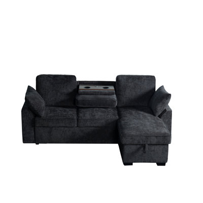 Multi - Functional Sectional Sofa Ensemble Featuring A Removable Cup Holder Tray, Storage - Integrated Chaise And Adjustable Backrests