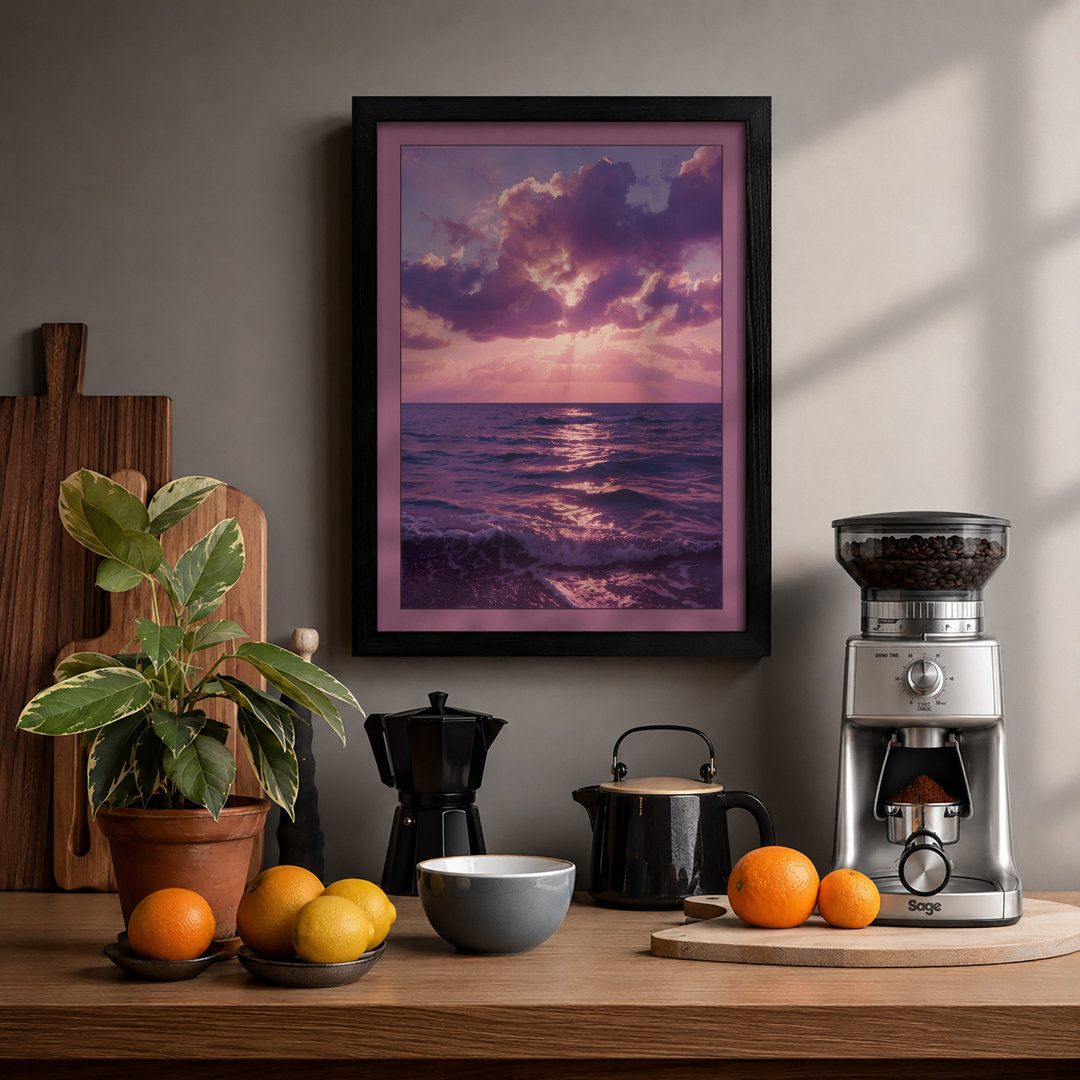 Serene Seascape at Dusk Coastal - Framed Print