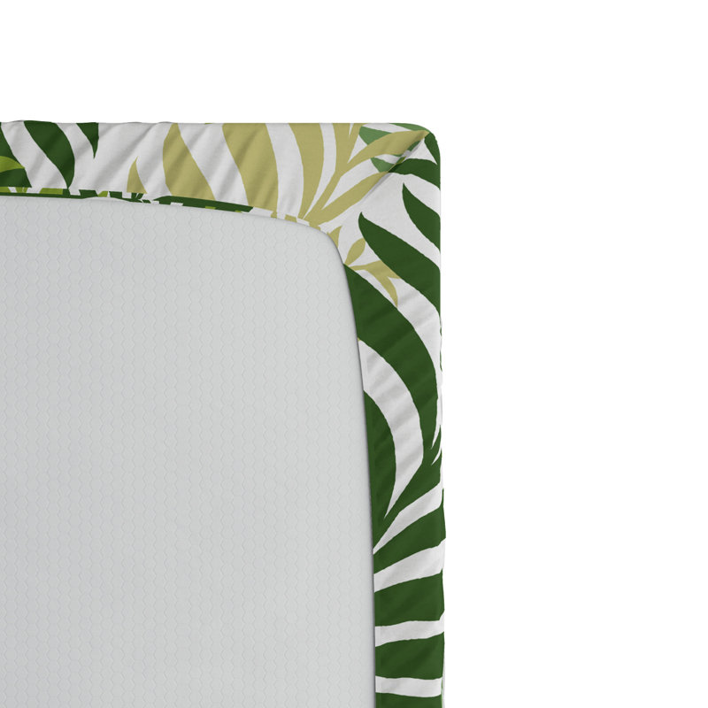 Microfiber Floral Fitted Sheet, Full Fitted Sheet, Beige/Green Floral 4