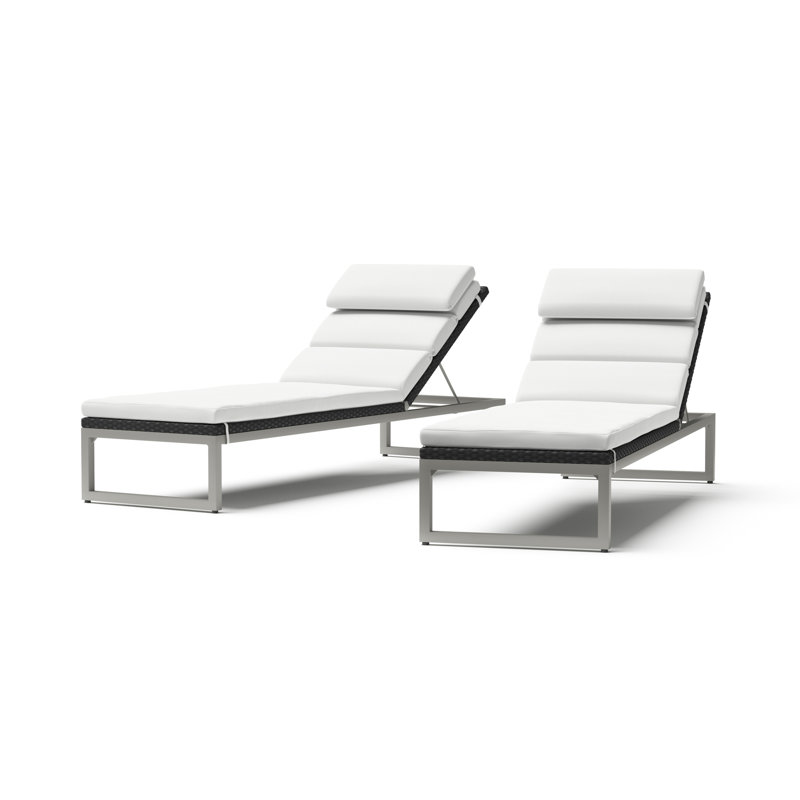 Milo Reclining Chaise Lounge with Cushion, Espresso, Maxim Beige
