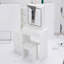 Meuble-lavabo de 37 po avec tabouret de taille moyenne 37 po + tabouret rembourré, grande commande tactile, interrupteur tricolore, miroir à luminosité réglable, rangement grande capacité, convient aux espaces moyens