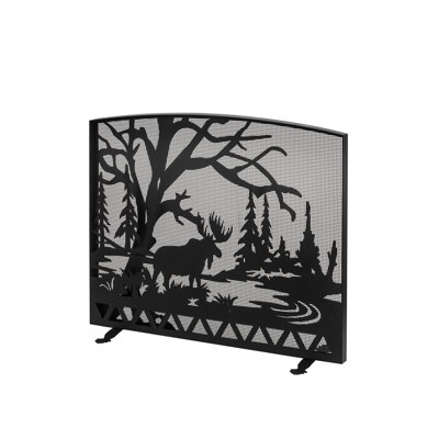 Rustic Lodge Steel Fireplace Screen