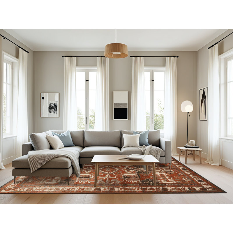 Tapis brun lavable à la machine, Rectangle 6 pi x 9 pi