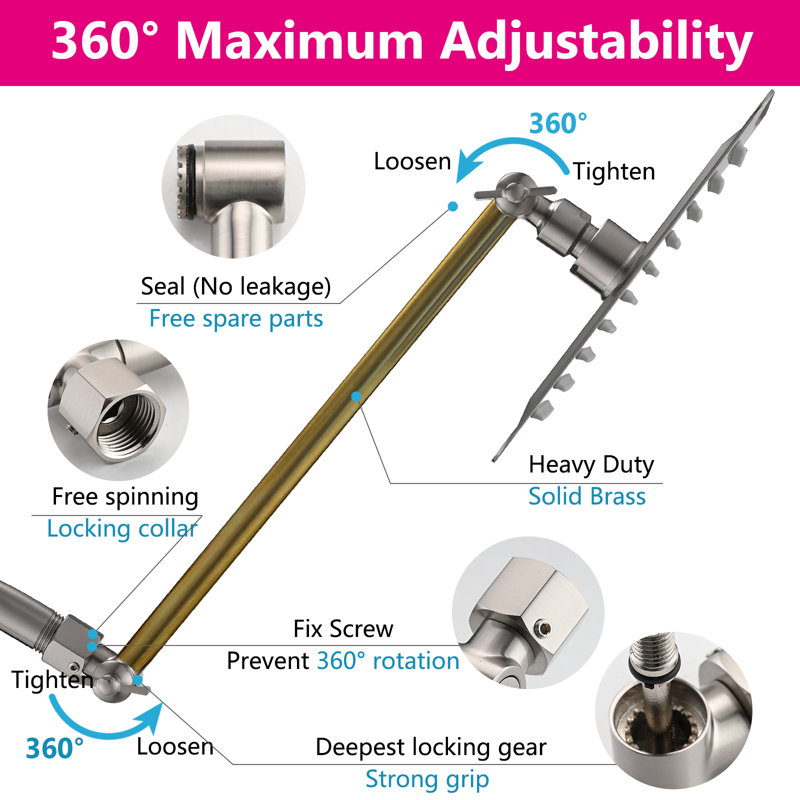 Rain Adjustable Shower Head 1.8 GPM, Brushed Nickel