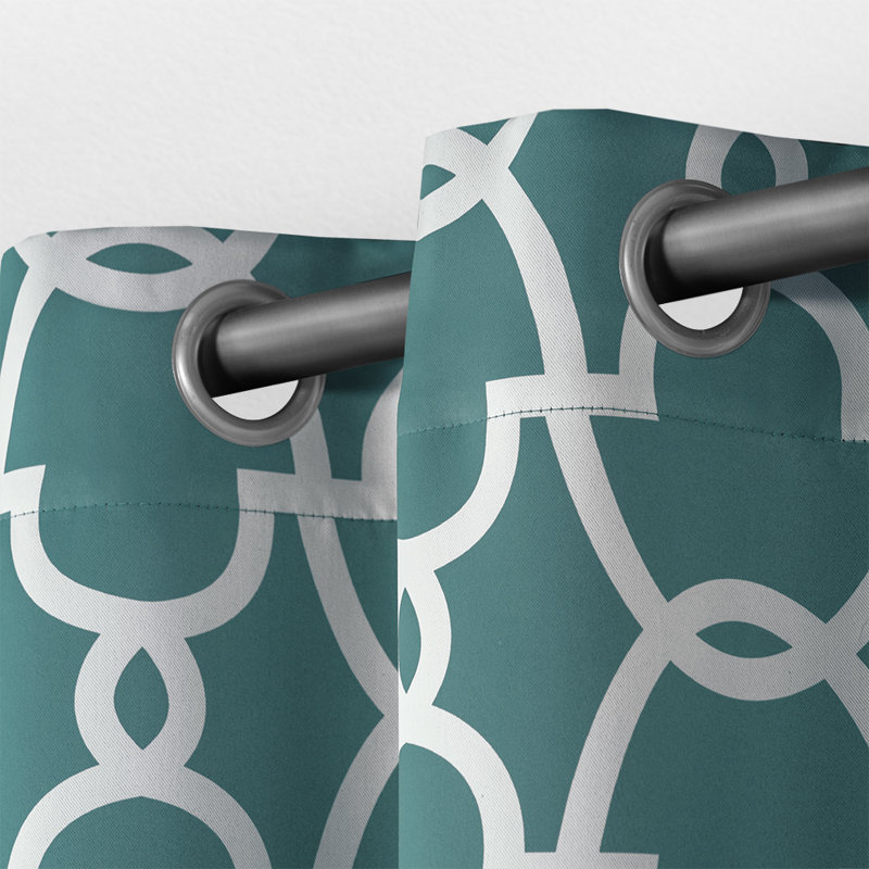 Andish 100% Polyester Room Darkening Curtain Pair, Teal, 52" W x 96" L