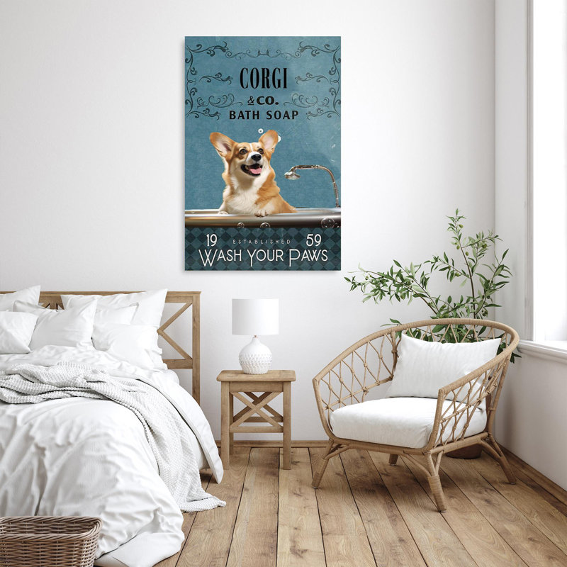 «Izaic Corgi Bath Soap On Canvas», impression, H 20 po x l 16 po x P 1,25 po