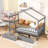 Wood House Bed with 2 Drawers, Roof Design and Guardrails-592641475-592641502