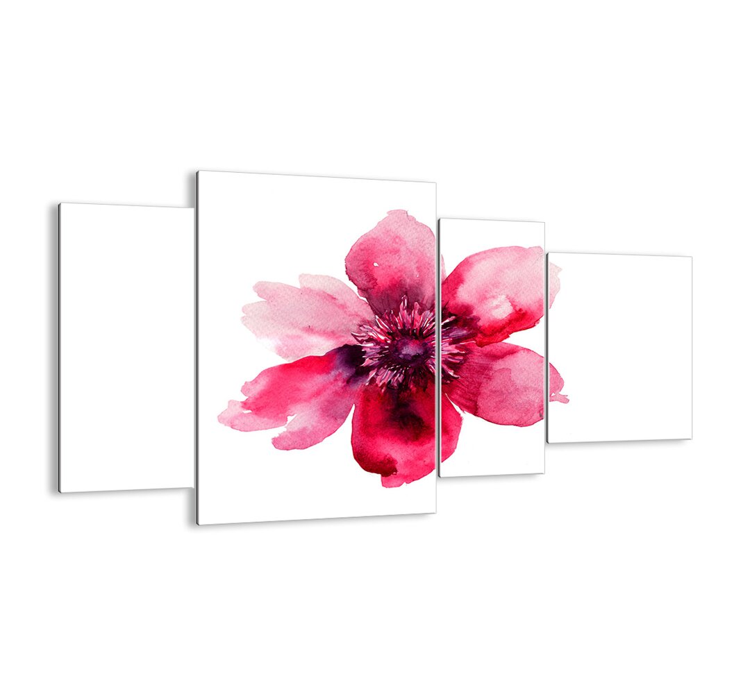 4-tlg. Glasbilder-Set - Grafikdruck „Carmine Fragrant Kiss”