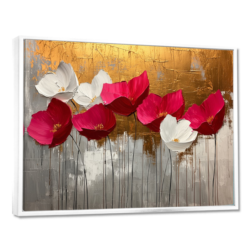 Lozoya - Floral Large Wall Art, H 34 po x l 44 po, Cadre flottant, Blanc