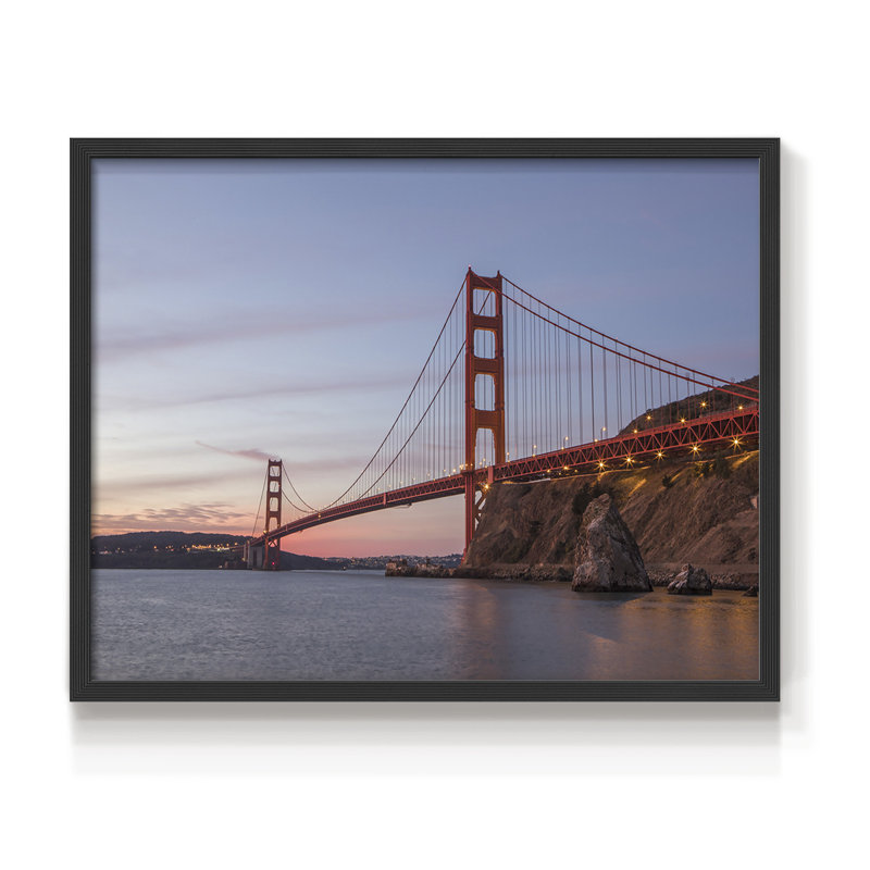 Golden Gate Span -Framed Print - Restickable, H 8 po x l 10 po, Noir, noir, noir, noir