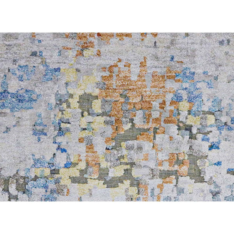 Hand Knotted Abstract Area Rug, Rectangle 2' x 3'
