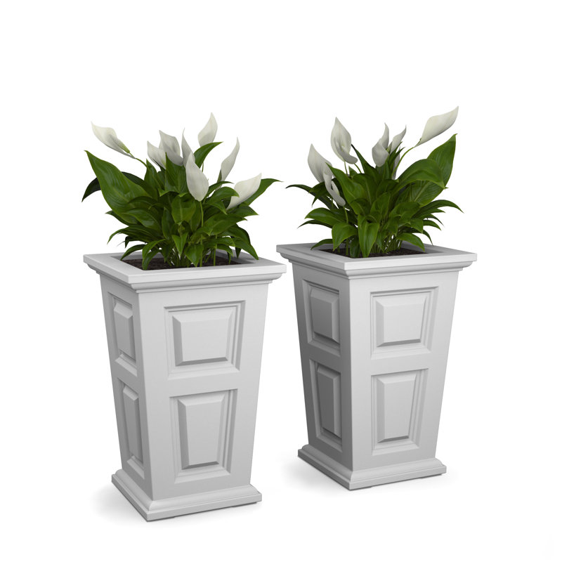 Pot à fleurs en résine Asem, Blanc
