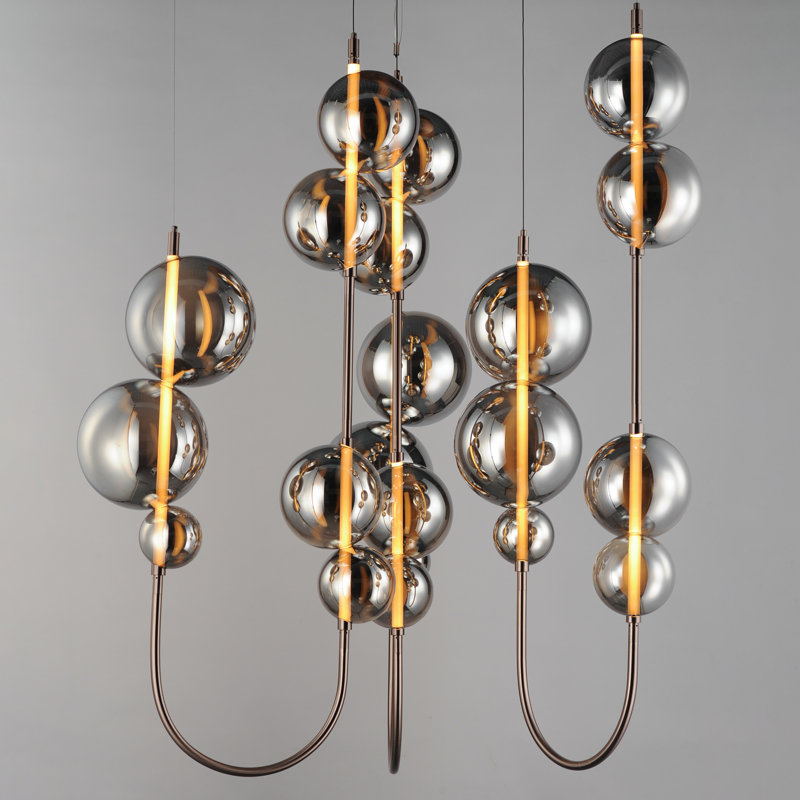 Dreamer 3 - Light LED Pendant, Black Chrome, Mirror Smoke