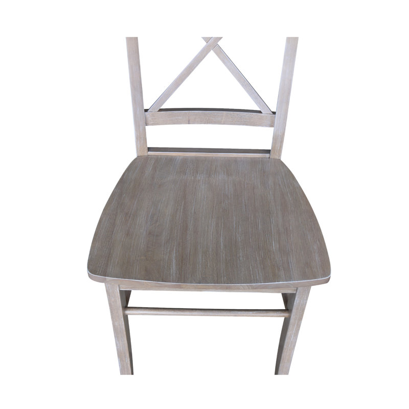 Dugazon Duante Solid Wood Cross Back Side Chair, Washed Gray Taupe
