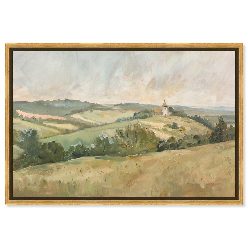 «Peaceful Pasture», toile classique par Art Remedy, Cadre doré, H 31 po x l 46 po