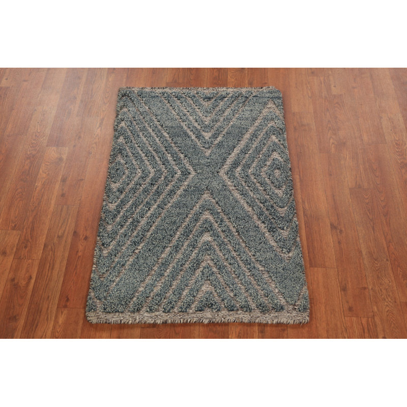 Tapis marocain géométrique moderne en laine 2x3