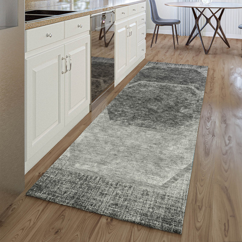 Premium Machine Washable Prisco Gray Rug, Runner 2'3" x 7'6"