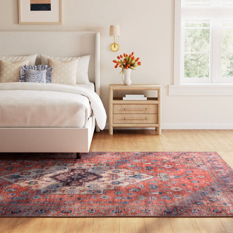 Lisle Machine Washable Persian Rust Multicolor Area Rug, Rectangle 7'10" x 9'10"
