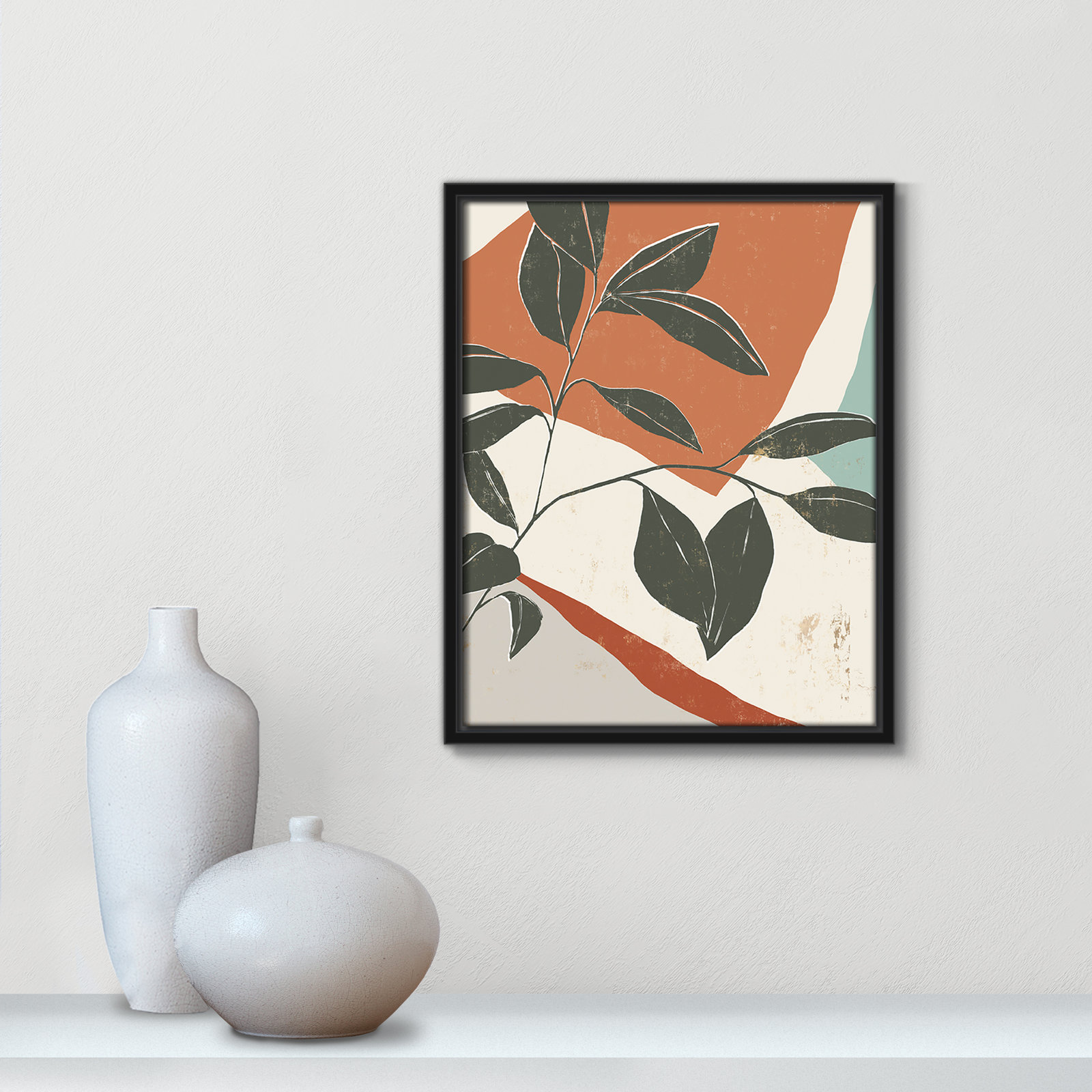 Cutout Leaves "Cutout Leaves I" Print, 15.5" H x 12.5" W x 2" D, Black Framed