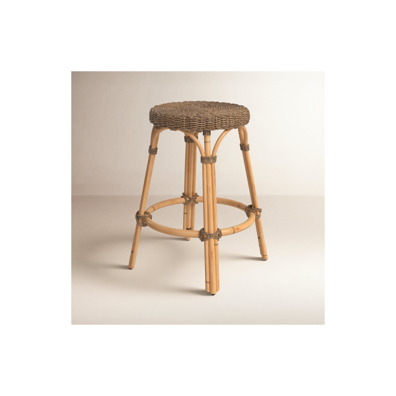 Alastair 24.5" Woven Counter Stool, Khaki