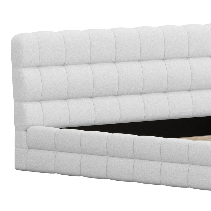 Cadre de lit contemporain tapissier au design épuré, Blanc