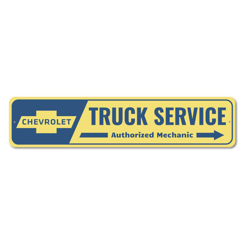 Enseigne en aluminium Chevy Truck Service, H 4 po x l 18 po x P 0,04 po