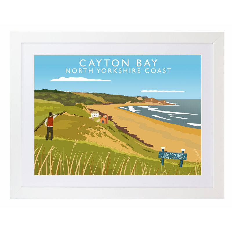 Cayton Bay by Richard O'Neil - Print, White Wood Frame, 33.5 cm H x 43.5 cm W x 2.2 cm D
